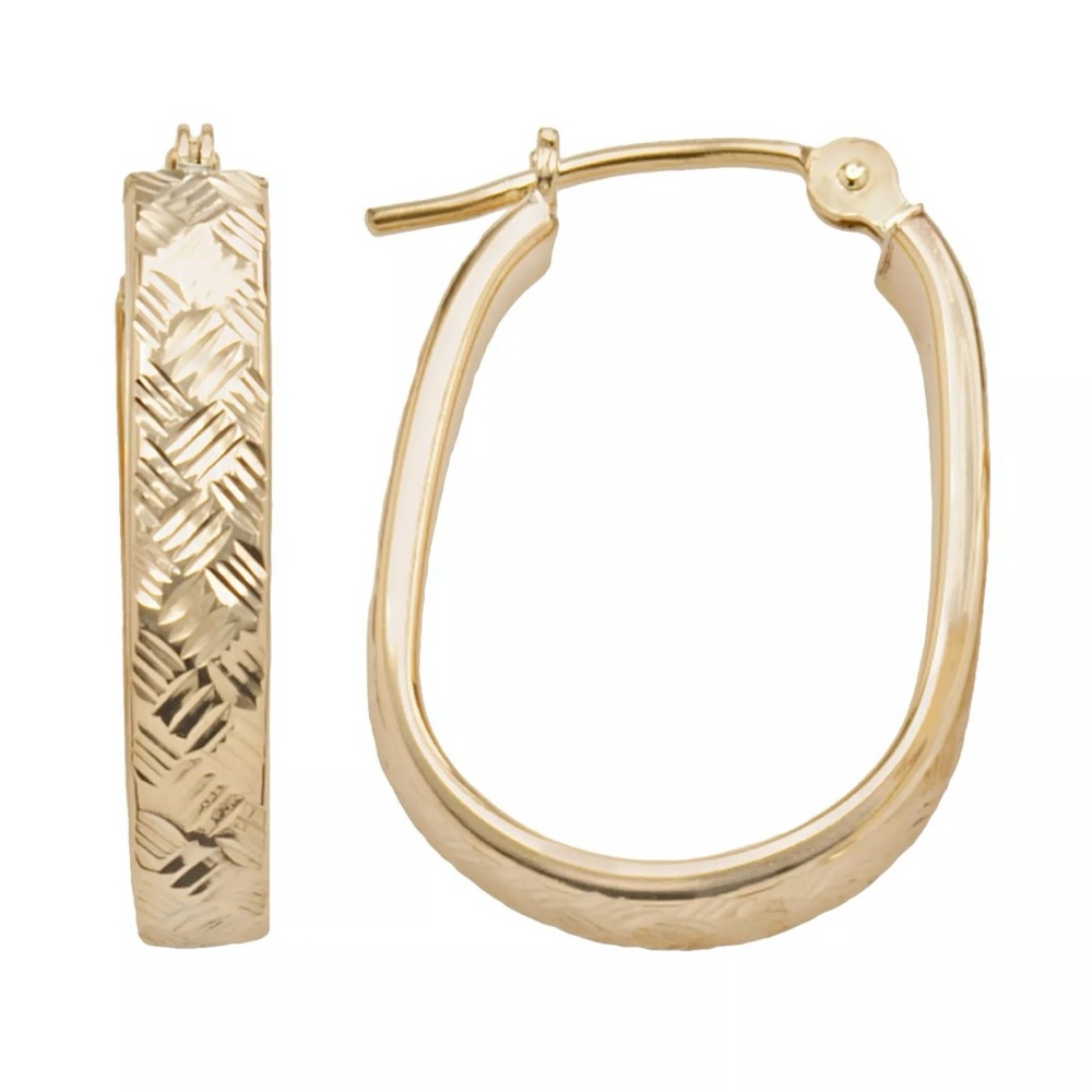NWT 10K Gold Textured U-Hoop Earrings NIB